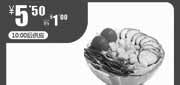 优惠券缩略图：2012年4月5月北京一品三笑优惠券凭券彩虹沙拉优惠价5.5元，省1元